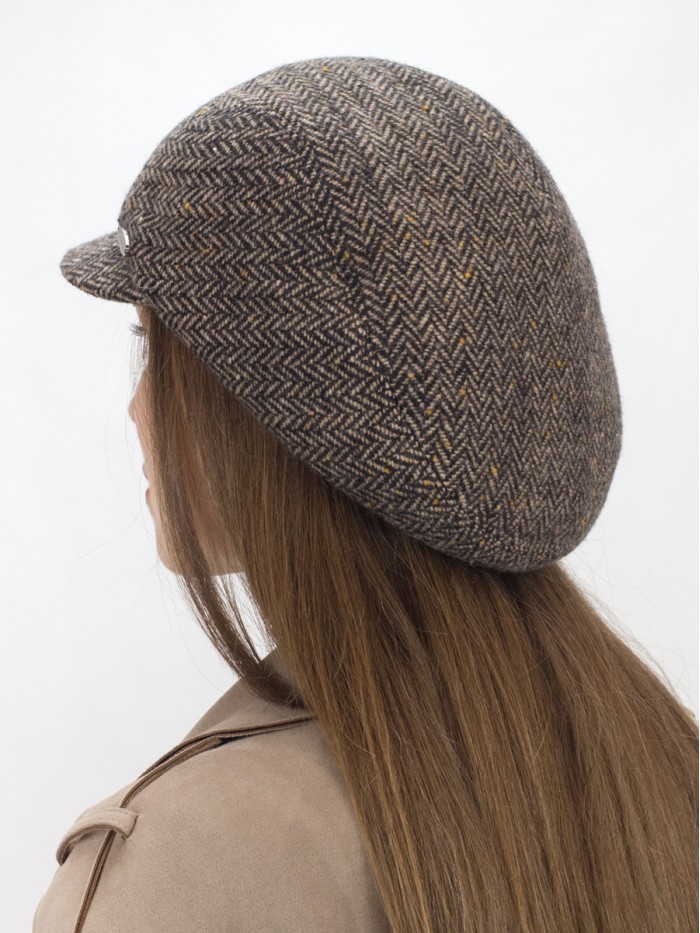 Кепка из твида цвет черный-бежевый Д-543/1