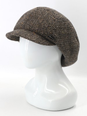 Кепка из твида цвет черный-бежевый Д-543/1