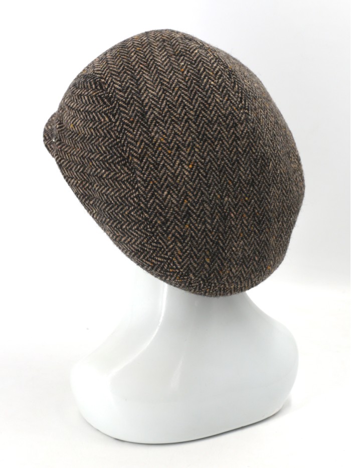 Кепка из твида цвет черный-бежевый Д-543/1
