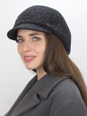 Кепка из твида цвет черный-молочный-серый Д-543/1