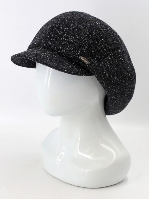 Кепка из твида цвет черный-молочный-серый Д-543/1