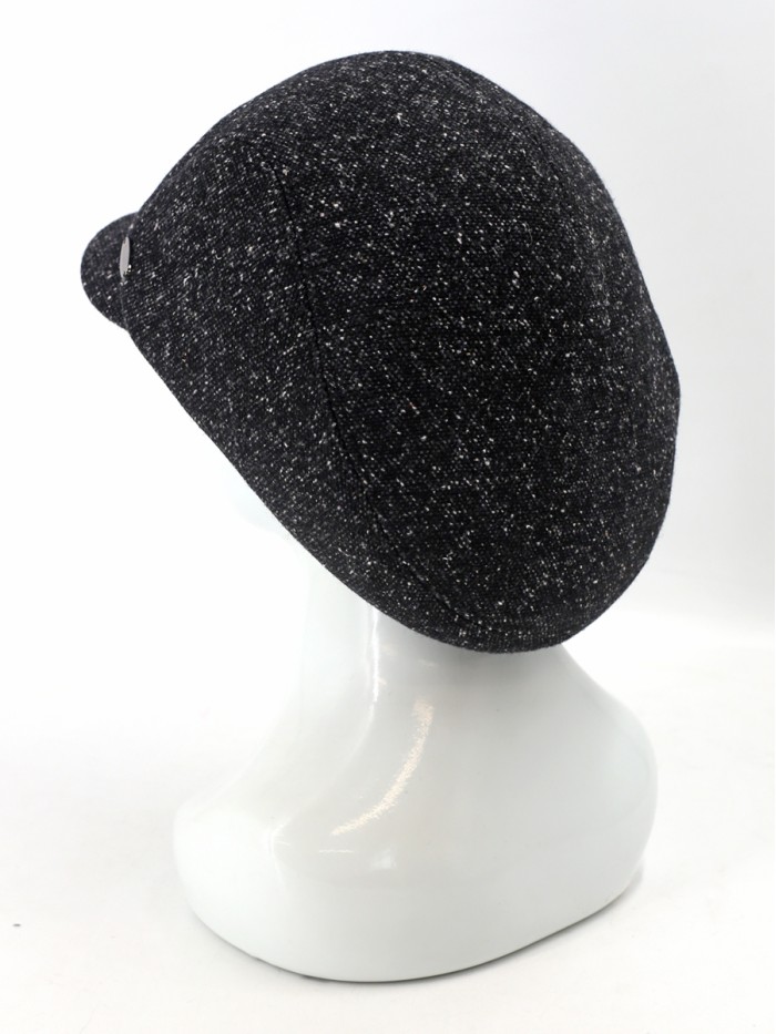 Кепка из твида цвет черный-молочный-серый Д-543/1