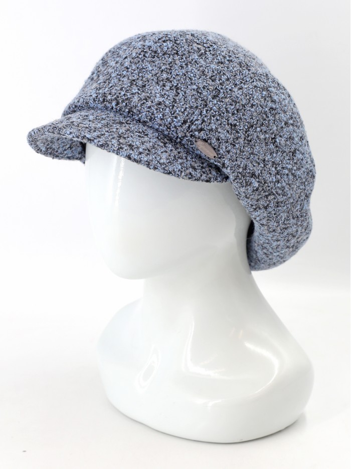 Кепка из твида цвет серый-черный-голубой Д-543/1