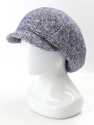 Кепка из твида цвет синий-молочный-хаки Д-543/1