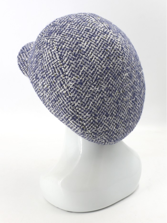 Кепка из твида цвет синий-молочный-хаки Д-543/1