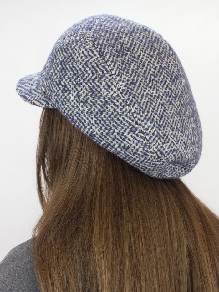 Кепка из твида цвет синий-молочный-хаки Д-543/1