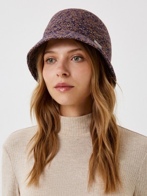 Панама с внутренними трикотажными ушками цвет коричневый-синий Д-548