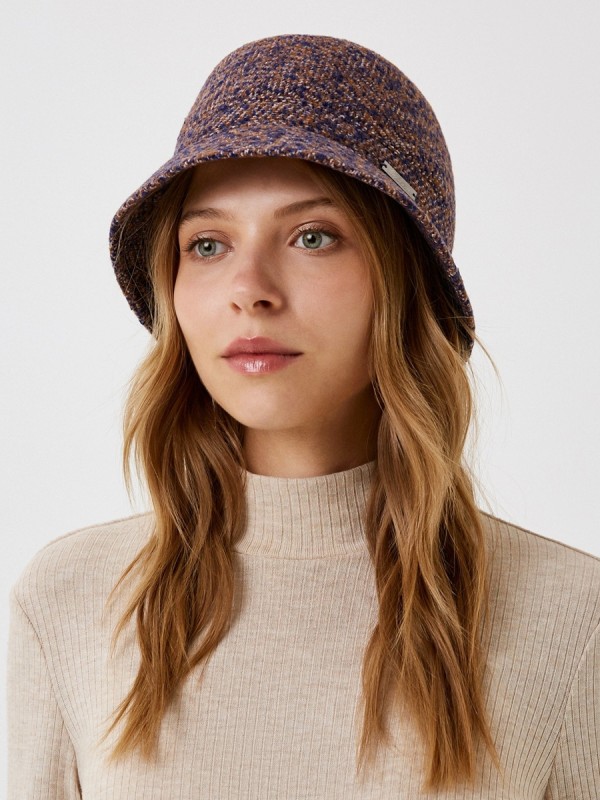 Панама с внутренними трикотажными ушками цвет коричневый-синий Д-548