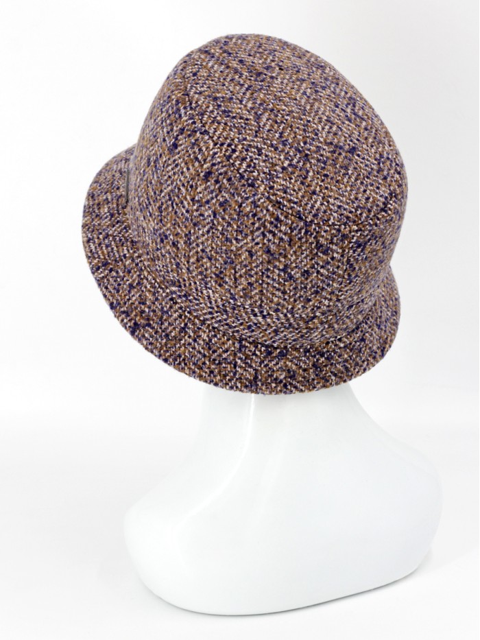 Панама с внутренними трикотажными ушками цвет коричневый-синий Д-548