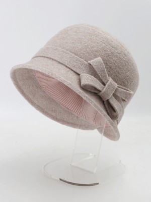 Шляпка с оригинальным бантом цвет кофе со сливками Д-552