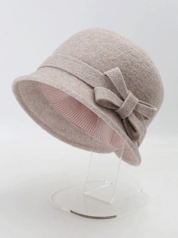 Шляпка с оригинальным бантом цвет кофе со сливками Д-552