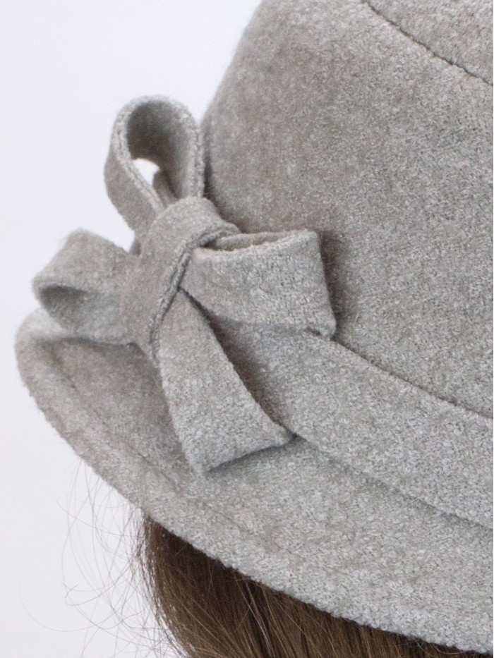 Шляпка с оригинальным бантом цвет серый меланж Д-552