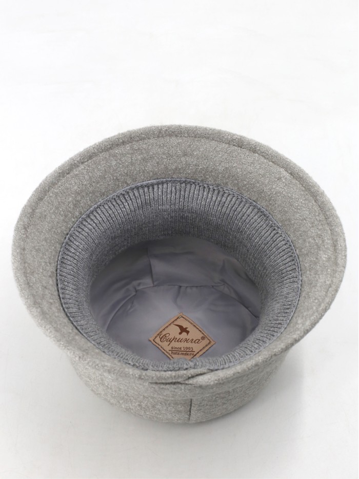 Шляпка с оригинальным бантом цвет серый меланж Д-552
