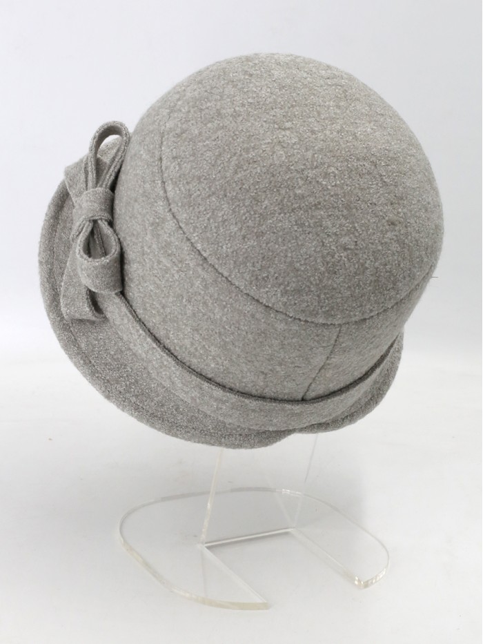 Шляпка с оригинальным бантом цвет серый меланж Д-552