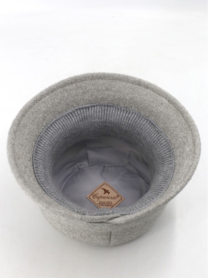 Шляпка с оригинальным бантом цвет серый меланж Д-552