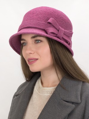 Шляпка с оригинальным бантом цвет темная лаванда  Д-552