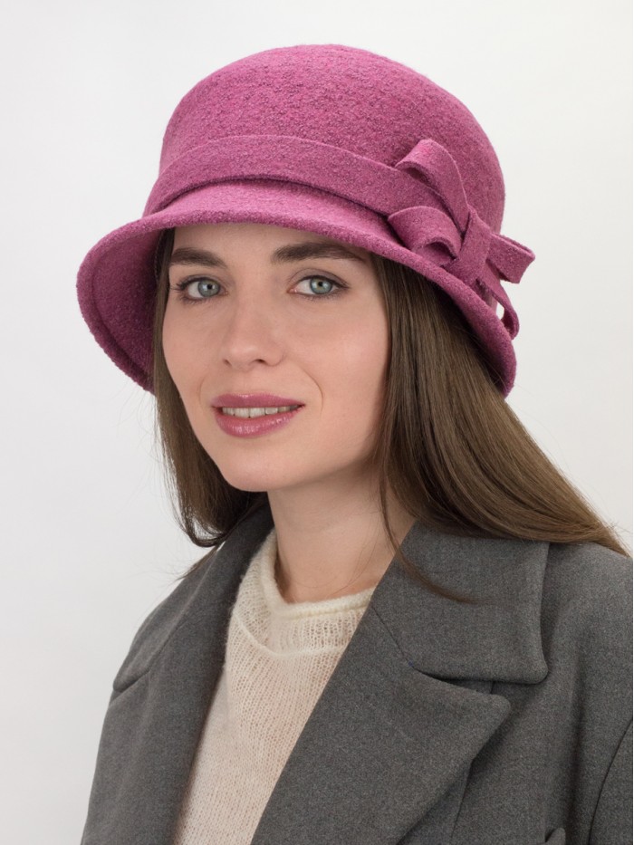 Шляпка с оригинальным бантом цвет темная лаванда  Д-552