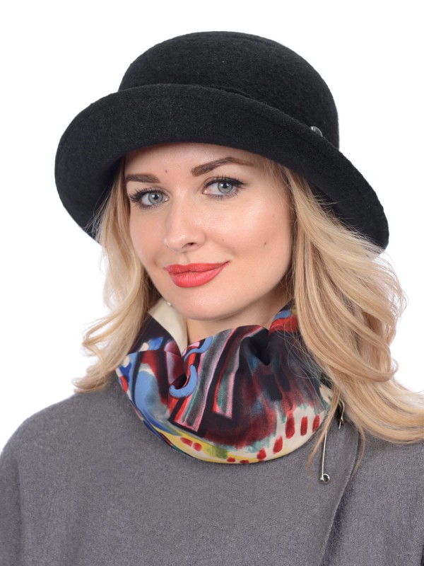 Шляпка с оригинальным декором цвет черный Д-554 Шляпка с оригинальным декором цвет черный Д-554