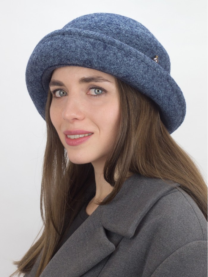 Шляпка с оригинальным декором цвет индиго меланж Д-554