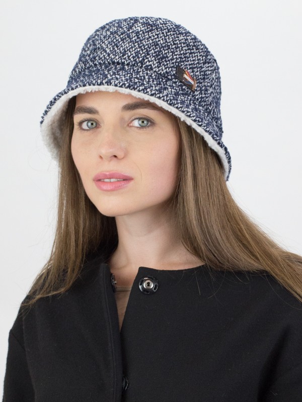 Панама комбинированная с мехом цвет темно-синий-молочный Д-556 Панама комбинированная с мехом цвет темно-синий-молочный Д-556