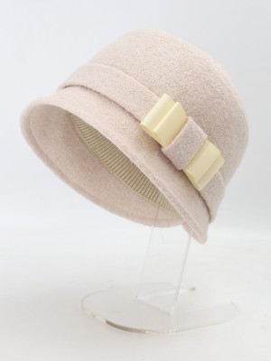 Шляпа со стилизованным бантом цвет ванильный меланж Д-557/1
