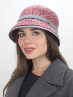 Шляпка с замшевой отделкой цвет красный-серый Д-560