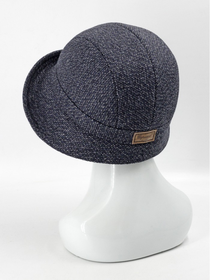 Шляпка округлой формы цвет джинсовый-черный-молочный Д-562/1 Шляпка округлой формы цвет джинсовый-черный-молочный Д-562/1