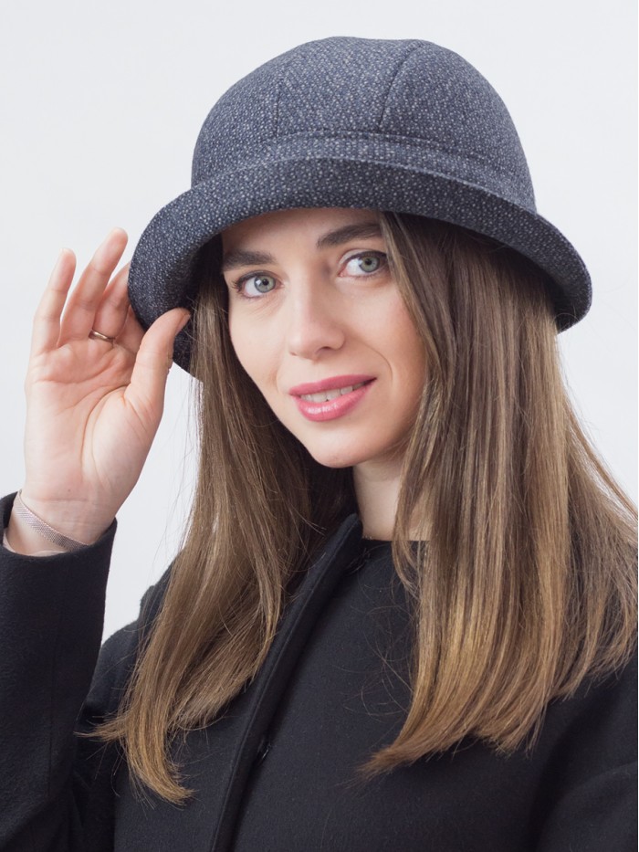 Шляпка округлой формы цвет джинсовый-черный-молочный Д-562/1 Шляпка округлой формы цвет джинсовый-черный-молочный Д-562/1