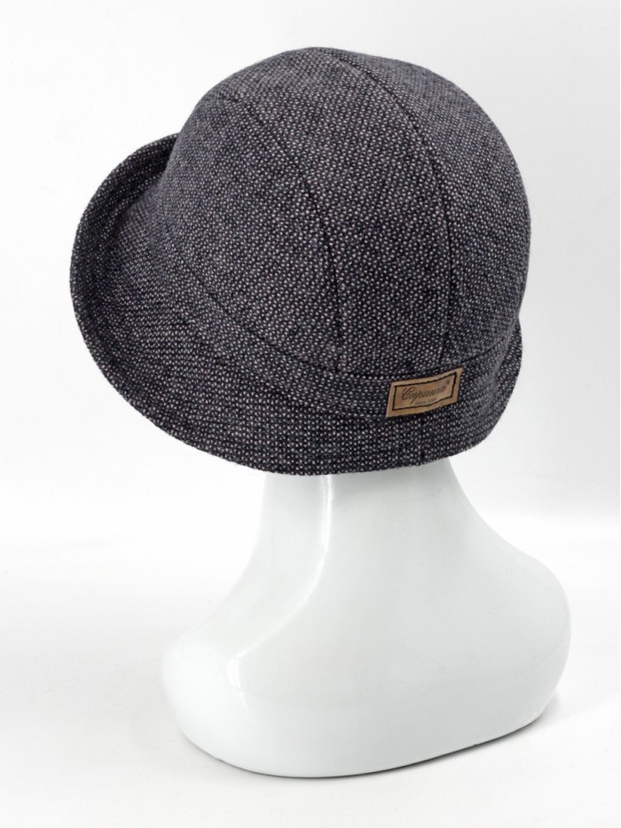 Шляпка округлой формы цвет серый-бледно-розовый Д-562/1 Шляпка округлой формы цвет серый-бледно-розовый Д-562/1