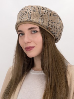 Берет французский цвета темно-бежевый-черный Д-565