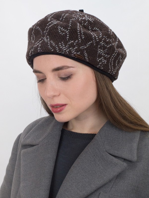 Берет французский цвета темно-коричневый-серый Д-565