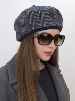 Берет французский цвета темно-синий-песочный Д-565