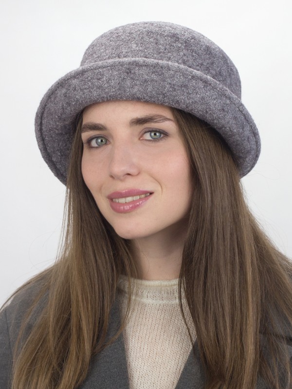 Шляпка с ассиметричный полем цвет темно-серый меланж Д-566/2
