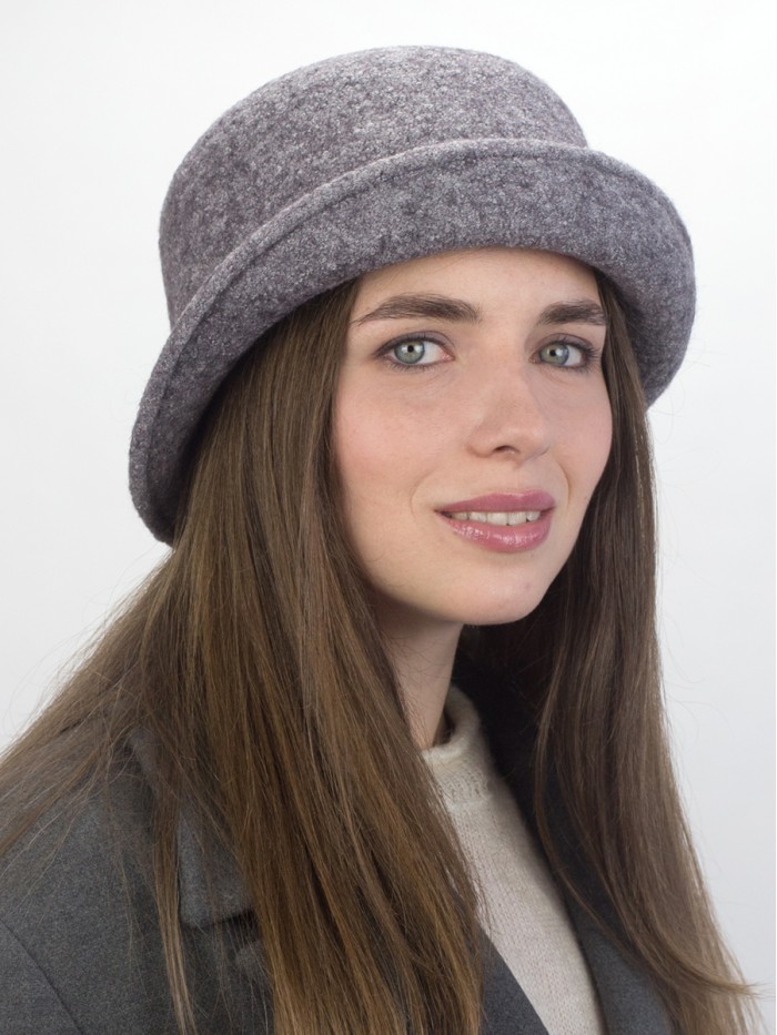 Шляпка с ассиметричный полем цвет темно-серый меланж Д-566/2