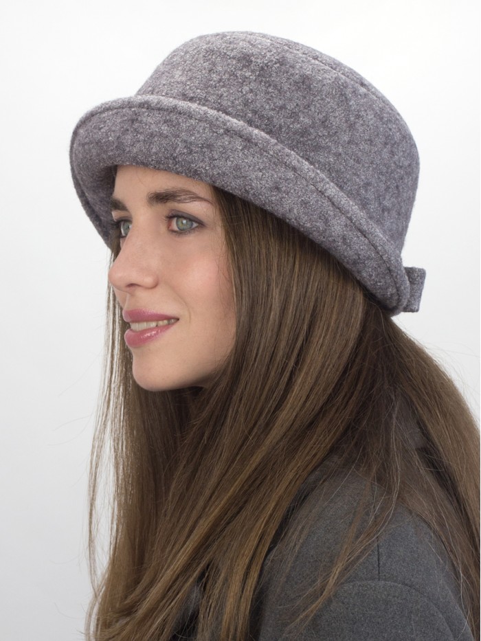 Шляпка с ассиметричный полем цвет темно-серый меланж Д-566/2