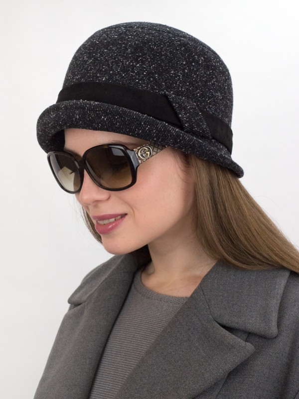 Городская шляпка цвет черный-молочный-серый Д-567