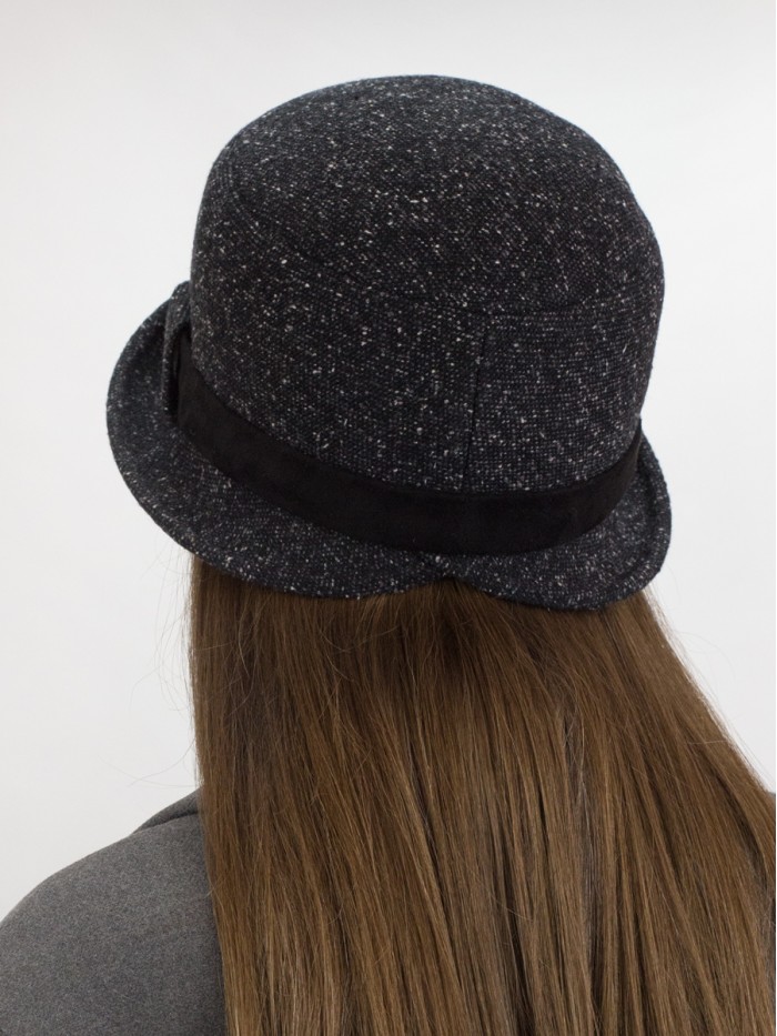 Городская шляпка цвет черный-молочный-серый Д-567