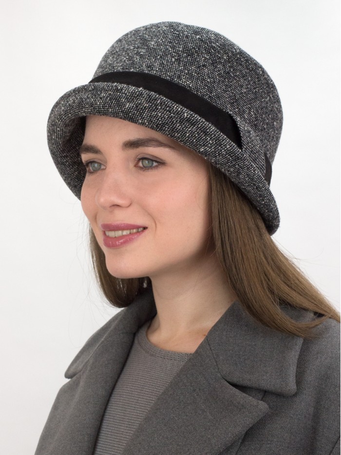 Городская шляпка цвет черный-средне-серый 2 Д-567