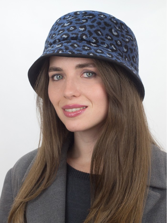 Шляпка цвет джинсовый-черный-светло-серый Д-568