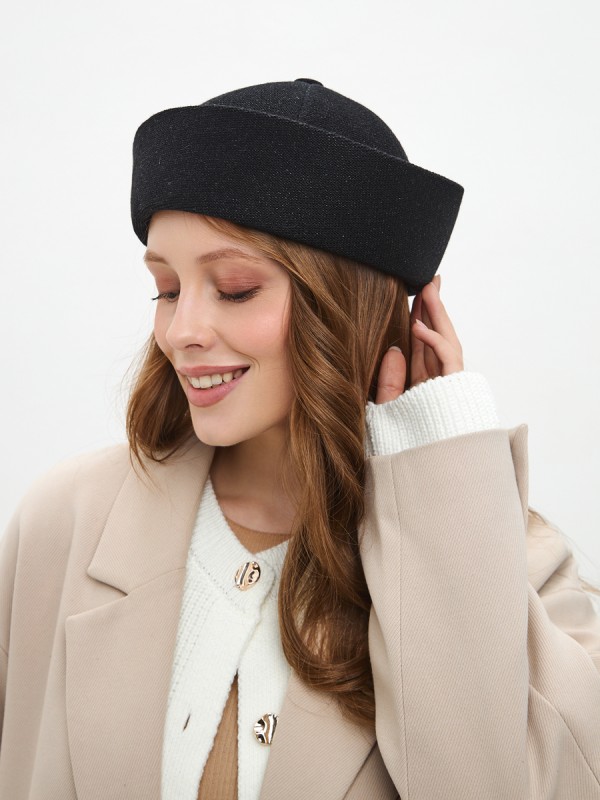 Шляпа с металлизированным эффектом цвет черный Д-569