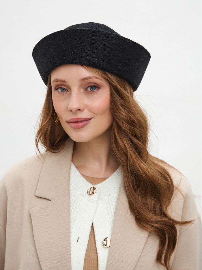 Шляпа с металлизированным эффектом цвет черный Д-569
