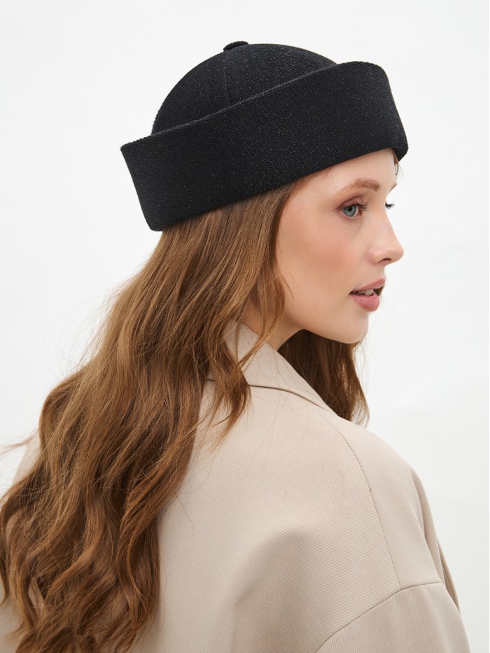 Шляпа с металлизированным эффектом цвет черный Д-569