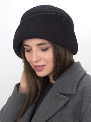 Шляпа с оригинальным полем цвет черный Д-570