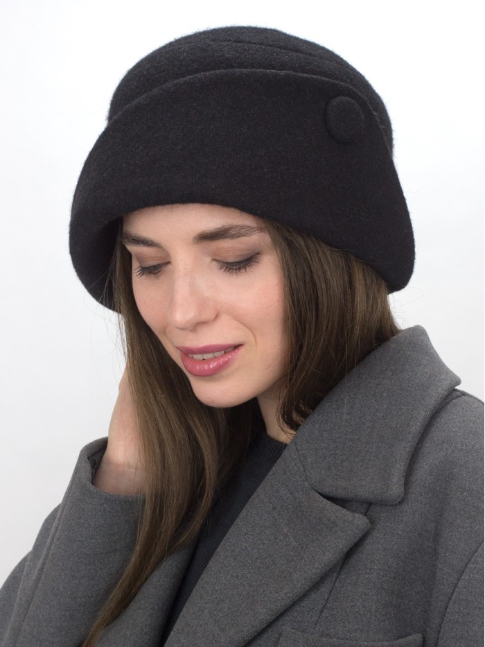 Шляпа с оригинальным полем цвет черный Д-570