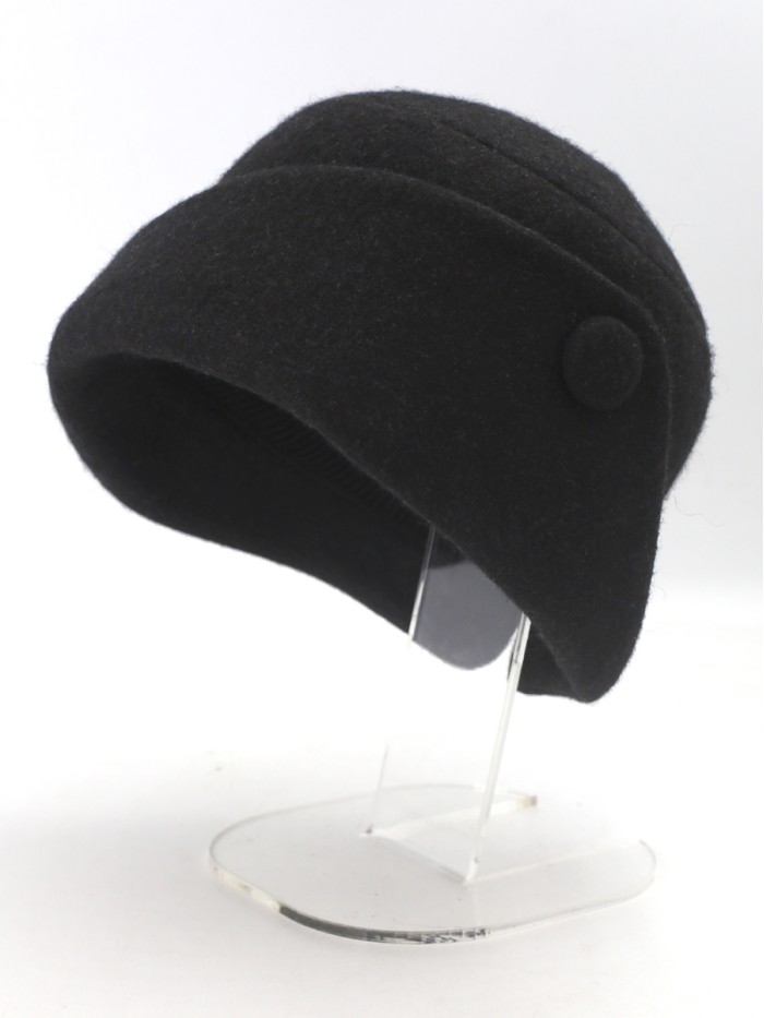 Шляпа с оригинальным полем цвет черный Д-570