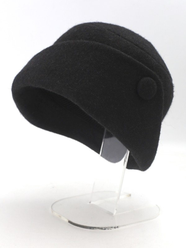 Шляпа с оригинальным полем цвет черный Д-570