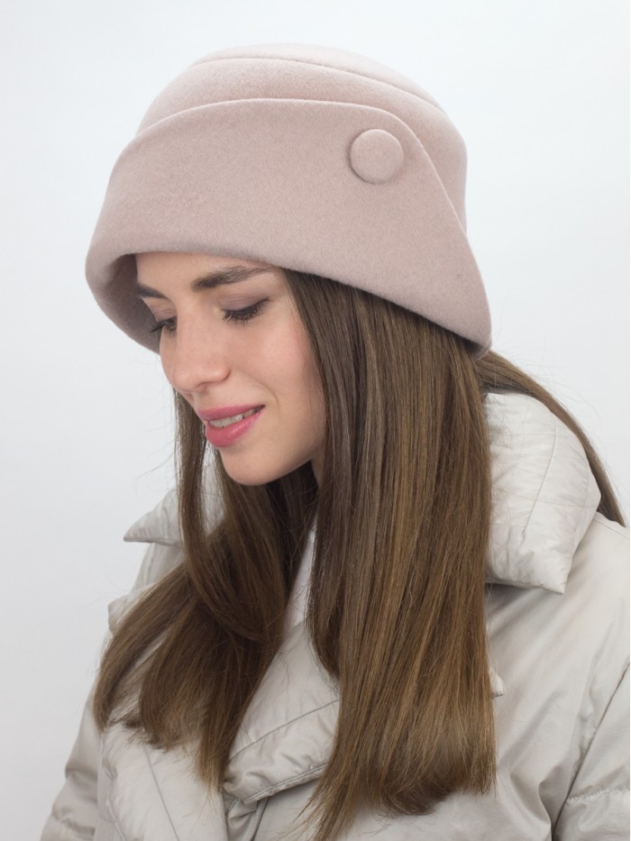 Шляпа с оригинальным полем цвет какао с молоком Д-570