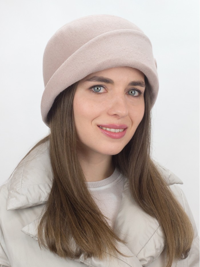 Шляпа с оригинальным полем цвет какао с молоком Д-570