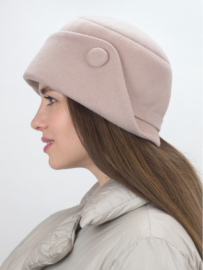 Шляпа с оригинальным полем цвет какао с молоком Д-570