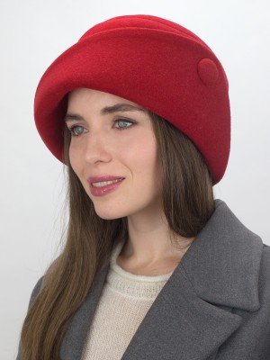 Шляпа с оригинальным полем цвет красный Д-570